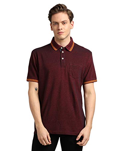 URGEAR Solid Men Polo Neck T-Shirt (Maroon, Small)