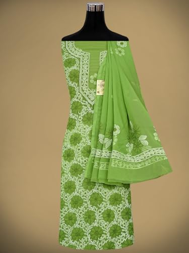 Ada Hand Embroidered Lucknowi Chikankari Unstitched Georgette Dress Material Suit Piece with Dupatta for Women 01A696681 Green