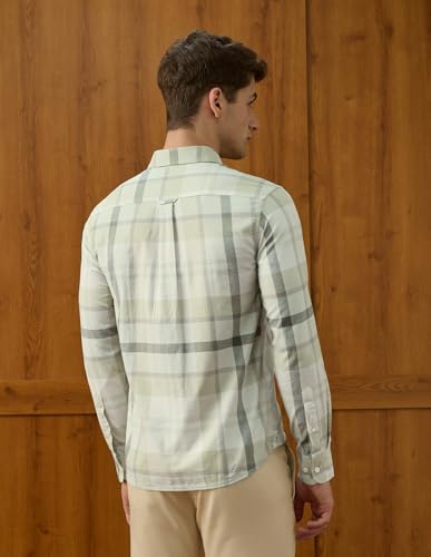 U.S.Polo ASSN. Men's Checkered Tailored Fit Shirt (USSHT2960_Light Green