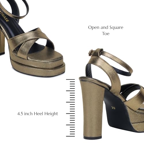 TRASE Women High Heels Sandals with Adjustable Buckle & Ankle Strap (Copper, 5 UK)