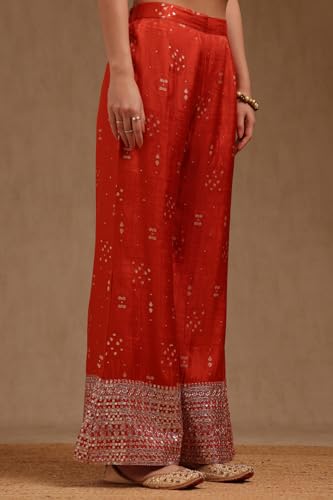 Soch Womens Orange Brocade Ethnic Motifs Co-Ord Set With Sequins