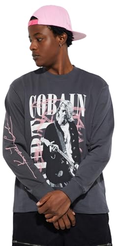 URB_N Men Oversized Graphic Printed Sweatshirt,Charcoal,M