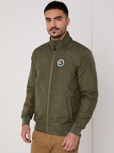Wildcraft Men Sierra Solid Nylon Blend Collored Casual Quilted Jacket, Full Sleeve - Regular fit, Olive Green, M