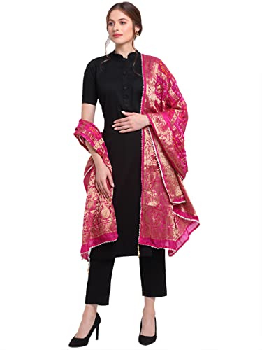 JABAMA® Women's Banarasi Woven Dupatta (Magenta, BANDU12_Grp)