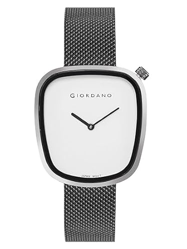 Giordano Analog Wrist Watch for Women with Stylish Metal Strap, Square dial and 3 Hand Mechanism