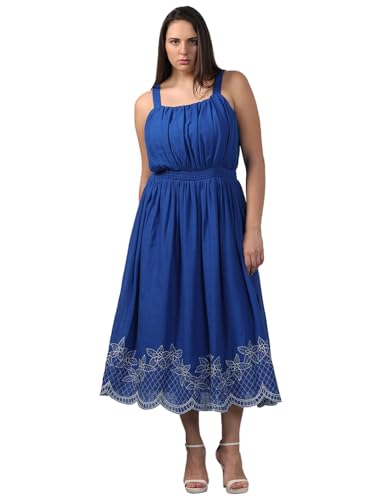 VERO MODA Curve Women's Fit and Flare Blue Dress