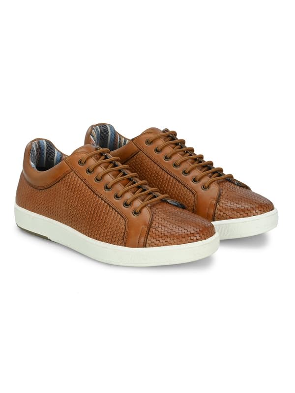 HITZ Men's Tan Leather Lace-Up Sneaker - UK 7