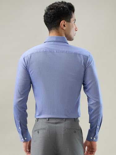 Raymond Blue Structure Pattern Men Long Sleeve Casual Shirt