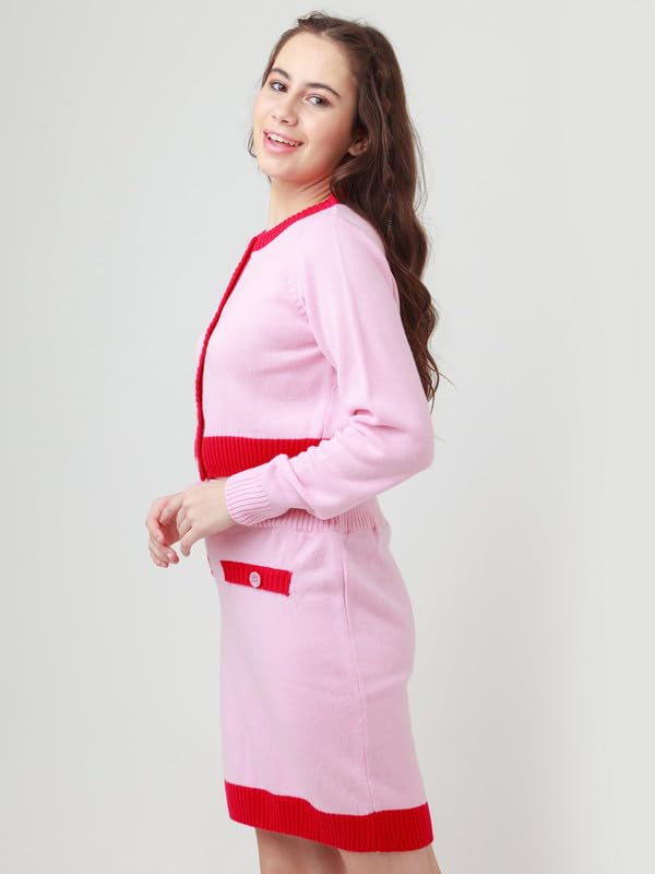 Zink Z Women's Pink Solid Fitted Co-Ord Set