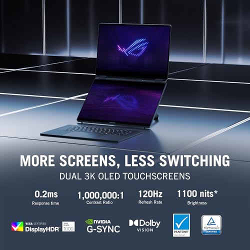 ASUS ROG Zephyrus Duo 16 (2026),Intel Core Ultra 9 386H (Series 3),RTX 5070 Ti-12GB,32GB RAM,2TB SSD,3K OLED,16"(40 cm),120Hz,Win 11,M365 Basic(1Y),Office 24,Grey,2.8 Kg,GX651AR-SR074WS,Gaming Laptop