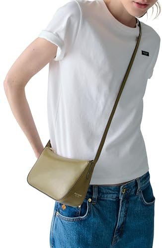 kate spade new york Women's Halo Fine Grain Leather Crossbody, Glazed Dried Thyme, One Size