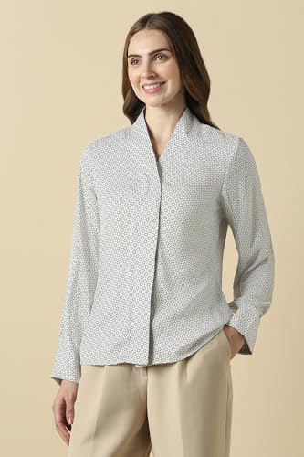 Women White Print Long Sleeves Shirt