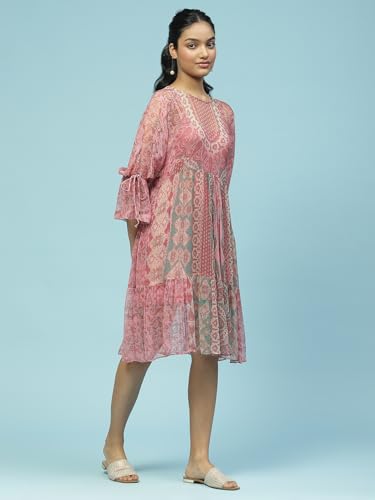 Aarke Ritu Kumar Pink Paisley Print Short Dress with Camisole