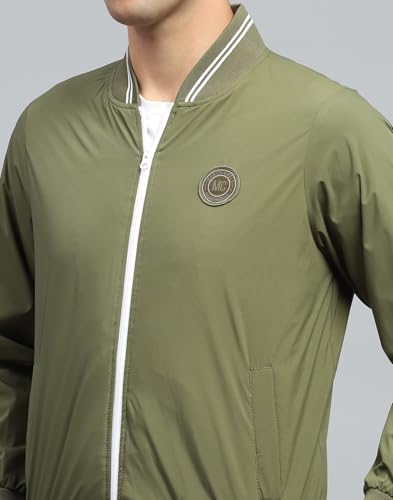 Monte Carlo Mens Solid Green Mock Neck Full Sleeve Jacket (224066863-5-44)