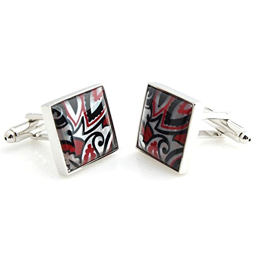 Peluche Natural Mother of Pearl Stone with Art Print (Semi-precious) Cufflinks for Men