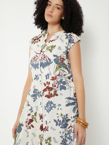 Max Kalki x Max Women Printed Midi Dress (Beige_M)