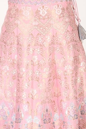 Aurelia Women's Slate Grey Zari Jacquard Crop Blouse with Lehenga Set with Dupatta - (AD10751-706126-S)
