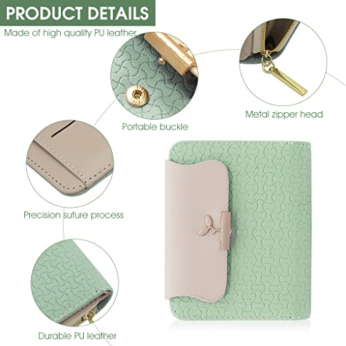 PALAY Small Wallet for Women PU Leather Bifold Zipper Card Coin Purse