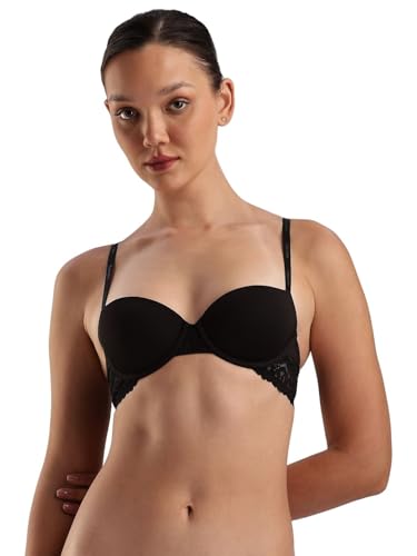 Calvin Klein Underwear Women's Nylon Wired Classic Demi Bra (QF7577002_Black