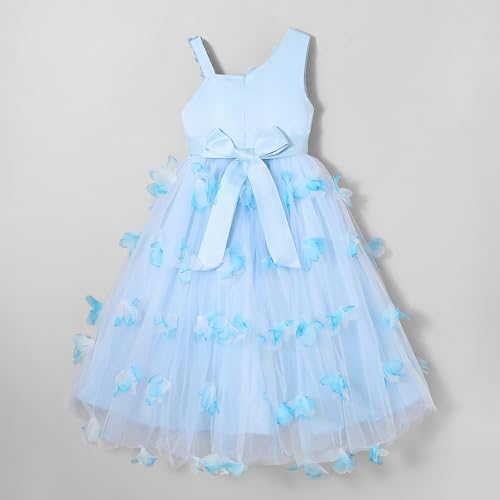 Hopscotch Girls Blue Sleeveless Butterfly Applique Gown for Age (3-4 Years)
