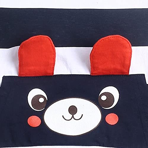 Hopscotch Boys Cotton Stripes Bear Printed Half Sleeves T-Shirt Joggers Set In Multi Color For Ages 2-3 Years