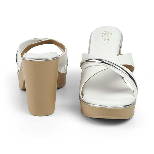 tresmode ALBANNY White Women's Dress Block Heel Sandals in Size 5 UK / 38 EU