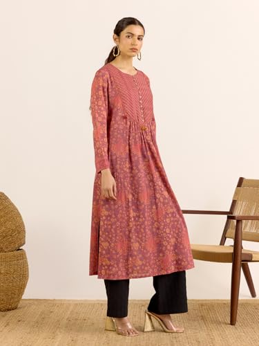 Aarke Ritu Kumar Brick Red Maya Full Sleeves Asymmetric Kurta
