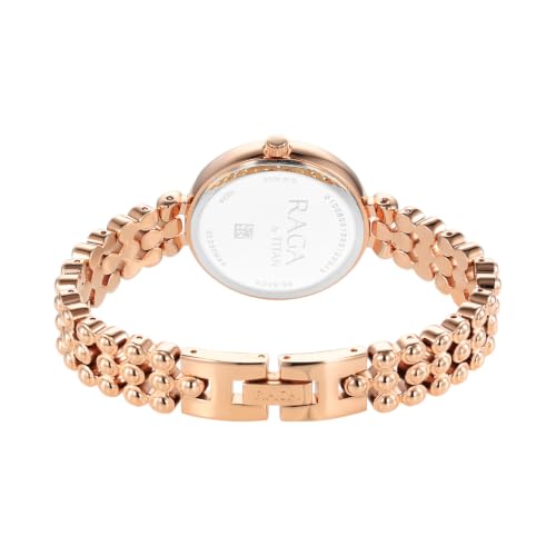 Titan Raga Plain 3 Hands Raga Rose Gold/Copper Round Dial Rose Gold Plating Brass Strap Womens Watch - 95262WM01F