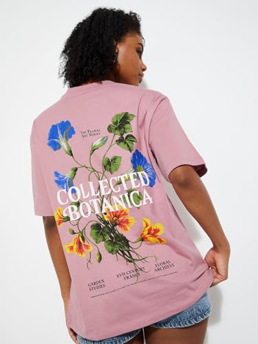 Max URB_N Women Oversized Back Printed T-Shirt (Pink_XS)