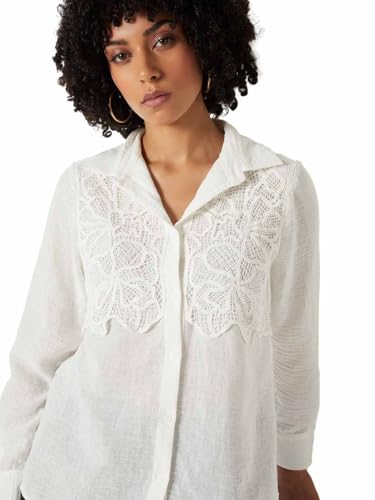 Max Women Embroidered Shirt(Off White_L)