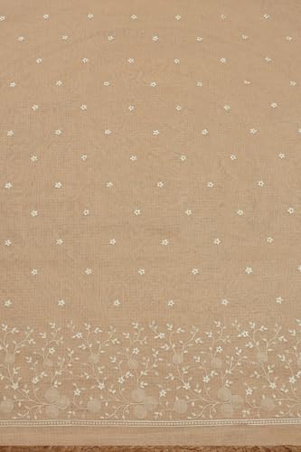 Soch Womens Beige Kota Shimmer Embroidered Unstitch Dress Material With Thread Work