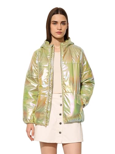 ONLY Women's Solid Regular Fit Green Jacket