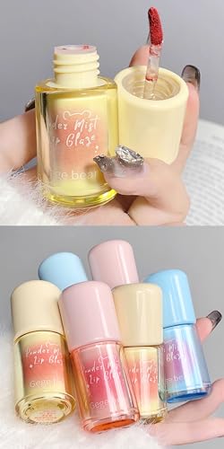 Gege Bear Powder Mist Lip Glaze | Ultra-Fine Soft Matte Finish | Lightweight & Long-Lasting | 6 Gorgeous Shades | Fluffy Cloud Lip Tint Effect | Smooth & Luxurious Texture | Modern & Chic Lip Makeup for Women (03# Rose, 2.5g)