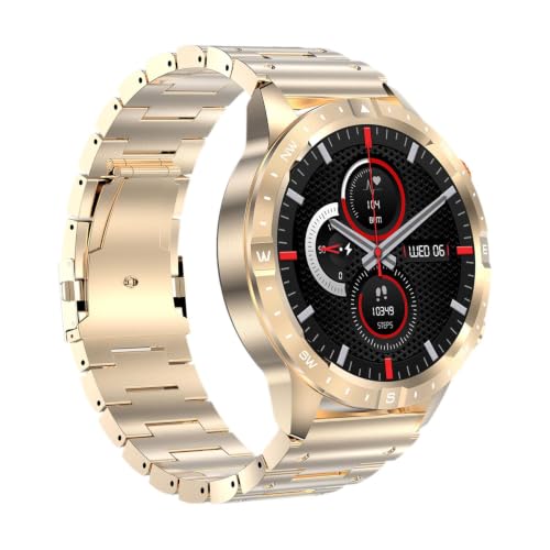 URJIX® Smart Watch 1.43-inch Screen Display Wrist Watch for Running Cycling Student Gold Steel Strap