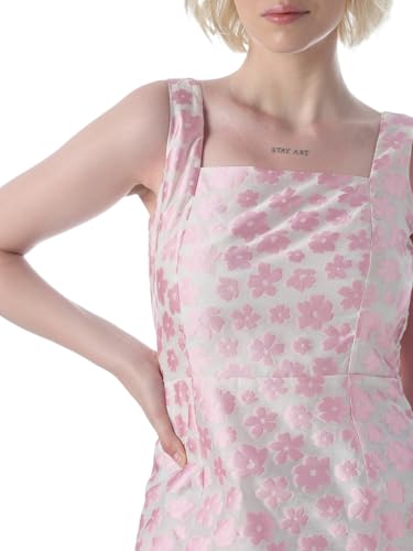 ONLY Women's Floral Print Fit and Flare Pink Dress
