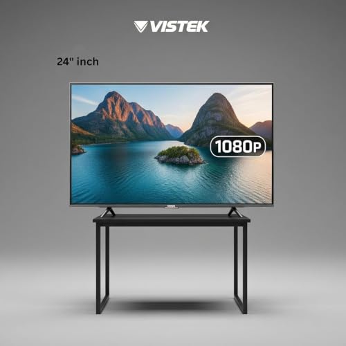 vistek GE 24 Inch (60 cm) HD Ready Smart LED TV | Frameless Bezel Design | Built-in Wi-Fi | Smart TV Apps | Multiple Connectivity Ports | Wall Mount Included | VS24SMART | Black