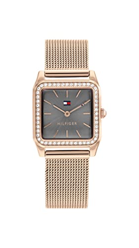 Tommy Hilfiger Grey Dial Golden Stainless Steel Strap Analog Watch for Women-TH1782610
