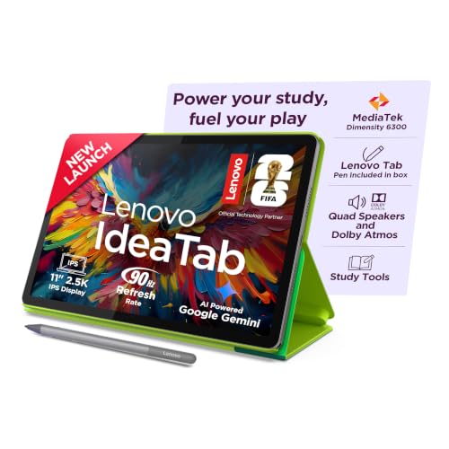 Lenovo Idea Tab FIFA World Cup 26 Edition with Tab Pen + Folio Case | WiFi +5G |11" 2.5K IPS Display |8GB RAM + 256GB ROM (Expandable Upto 2TB)| MediaTek Dimensity 6300|7040mAh|4 Speakers| Grey