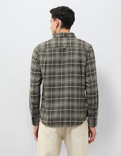 U.S. Polo Assn. Denim Co. Men's Twill Tartan Checked Shirt (UDSHT1976_Olive_39)