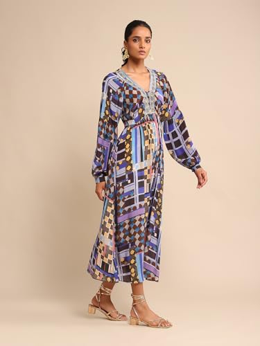 Ritu Kumar Blue Geometric Print Dress