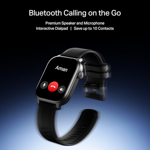 Boat Storm Infinity Plus Smartwatch with 20 Days Battery, ASAP™ Charge, 4.97 cm HD Display, Functional Crown, Multiple Sports Modes, BT Calling, SOS, IP68, Heart Rate & SpO2 Monitor (Active Black)