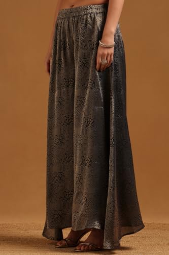 Soch Womens Navy Blue Dola Silk Embroidered Salwar Suit With Zari