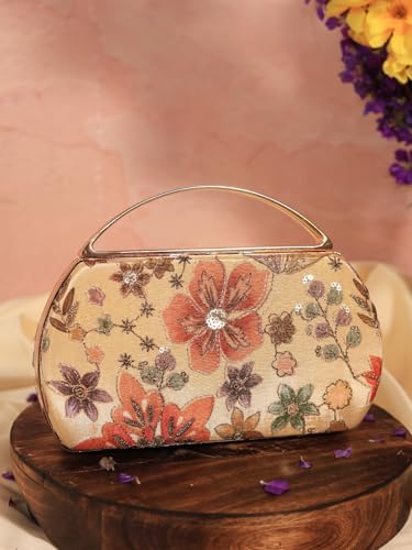 THE TAN CLAN Petal Beige Capsule Clutch | Structured Capsule-Shape Evening Bag for Women | Party & Wedding Clutch Purse