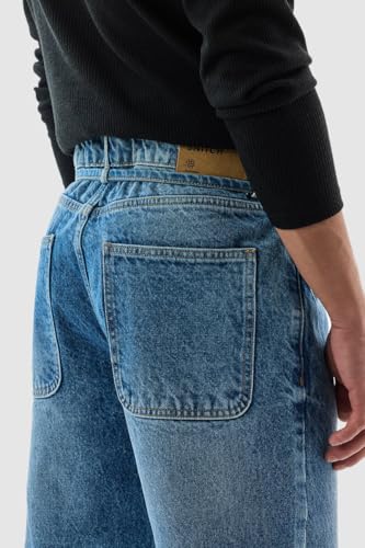 SNITCH Men's Clean Look Jeans | Casual Wear| College Street Wear Streetwear Style | Baggy Fit Button Blue