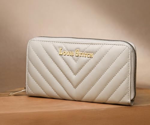 LOUIS STITCH Stylish Beige Zipper Purse for Women | Multi Pocket Ladies Clutch Hand Purse (LS-LDB-WL110-CLSTCUBG)
