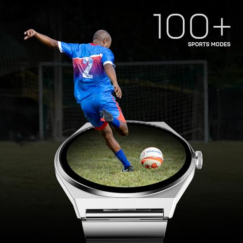 Fire-Boltt Phoenix Nova Smartwatch 1.43” Slim Super AMOLED Display, 466x466 Pixel Always-On Display, Bluetooth Calling, Health Tracker for Men & Women Titan Silver