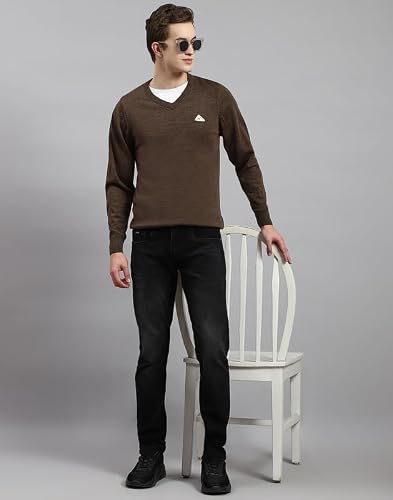 Monte Carlo Brown Multi Solid V Neck Pullover