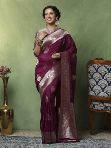 Meena Bazaar Women's Cotton Saree | Soft Lightweight Pure Cotton Saree | Comfortable Traditional Ethnic for Daily, Office, Festival & Casual Occasions
