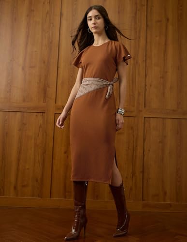 U.S. Polo ASSN. Women Textured Sheath Dress (UWAW25DRS207_Rust_XL)