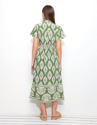 U.S. Polo Assn. Women's Printed Midi Wrap Dress (UWSS26DRS256_Green_M)